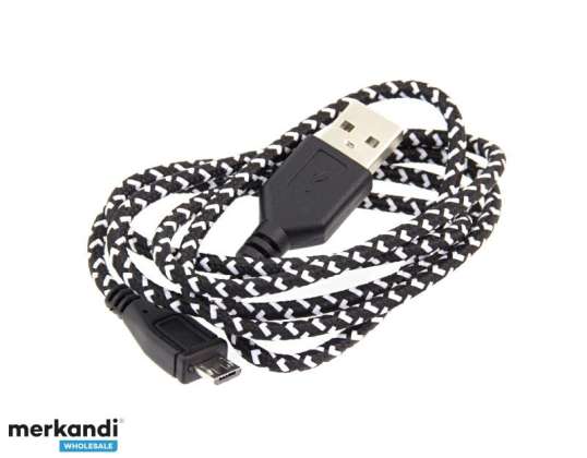 KK21C Kabel micro USB 1m schwarz geflochten