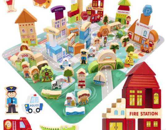 Holzklötze pädagogisches Stadtpuzzle 120tlg.