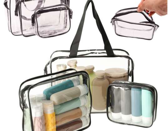 Organisateur de voyage transparent pour sac à cosmétiques pour avion 3 pièces