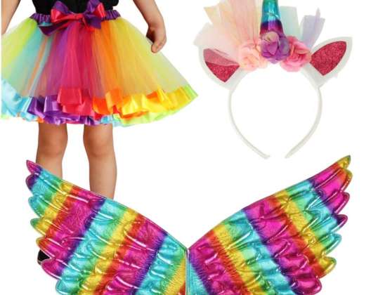 Disfraz de carnaval disfraz de diadema de falda de unicornio con cuerno de ala