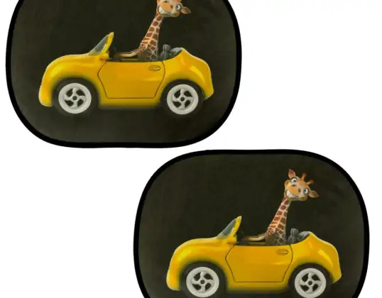 Statisch gordijn zonnebrandcrème autoruit schaduw giraffe