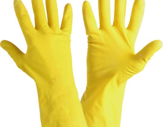 Haushaltshandschuhe aus Latex gelb. Karte. &quot;9&quot;. Unserer Zeitrechnung. lahti