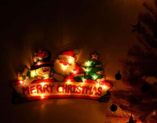 Luces LED colgantes decoración navideña Feliz Navidad 45cm