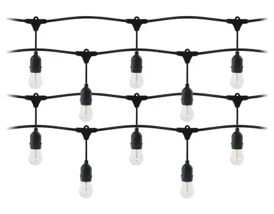 Verlichting guirlande   1 draad 20 m  20 fittingen    20 LED lampen 1W E27. 3000K   1 lamp gratis