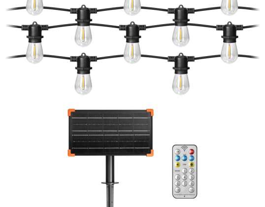 Solarleuchte Girlande   1 Schnur 20 m  20 Fassungen    20 LED-Lampen 0.1W E27. 3000K   1 Lampe gratis