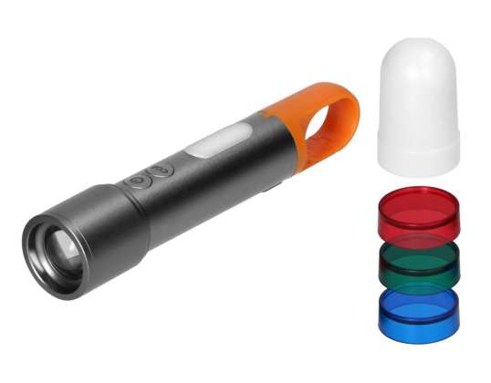 LED Flashlight SMD 10W   COB 2W. 350lm. 1200 mAh. zoom function. colored caps