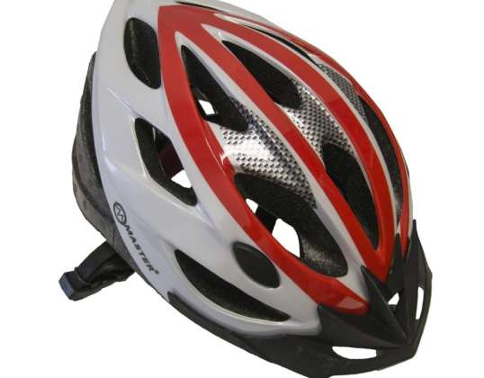 Kask rowerowy MASTER Force - M - czerwono-biały