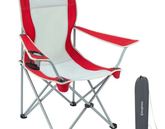 KING CAMP klappbarer Campingstuhl mit Armlehnen stahl rot grau
