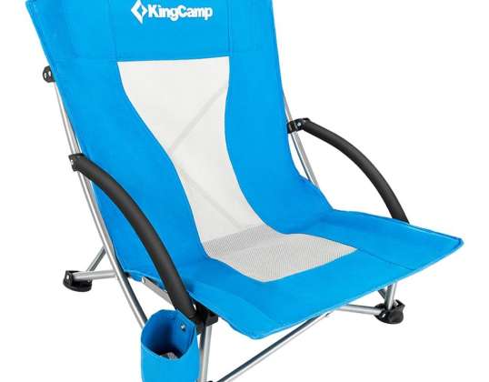 Silla plegable camping KING CAMP Deluxe con reposabrazos acero - azul