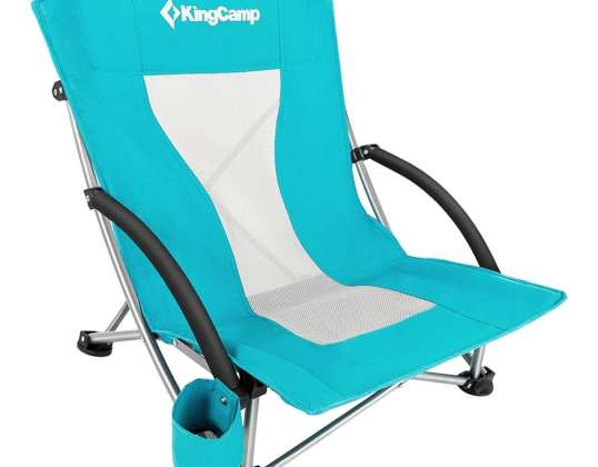 Krzesło kempingowe składane KING CAMP Deluxe z podłokietnikami stalowo - turkusowe