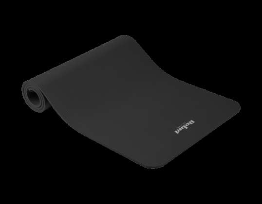 Tapis de gymnastique pour yoga pilates fitness 183x61cm, épaisseur 1cm, matériau NBR, noir, REBEL ACTIVE