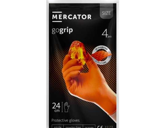 Mercator gogrip nitrile gloves orange 4 pcs. Size XL