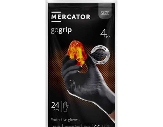 Nitril kesztyű fekete mercator gogrip fekete 4 db. S méret