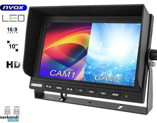 Monitor LCD de 9 pulgadas con soporte para 2 cámaras 4pin 12v 24v