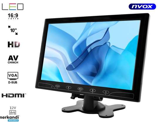 Monitor LED 10 inches HD with HDMI, VGA, AV 12V, 230V