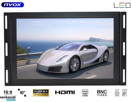 Монитор открытой рамы ips led 10 дюймов full hd vga hdmi usb av 12v 230v
