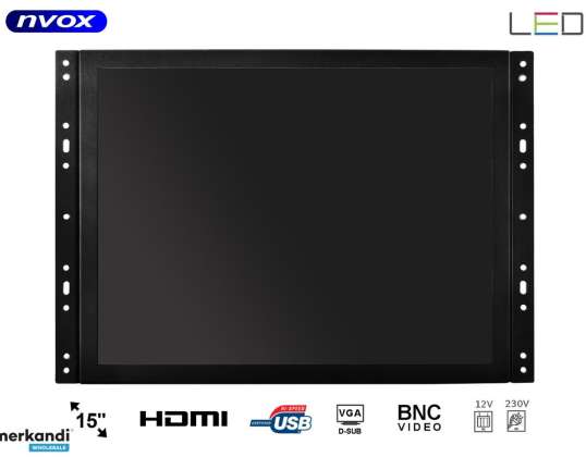 Monitor open frame LCD 15cali cali LED VGA HDMI DVI 12V 230V... NVOX OP1500VH
