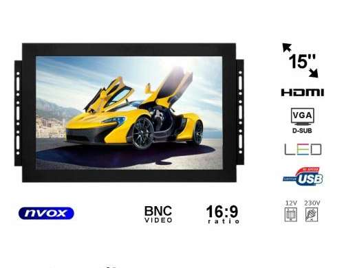 Offener Rahmen Monitor LED 15 Zoll VGA HDMI BNC USB 12V 230V