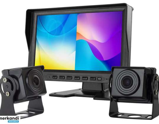 LCD Auto Monitor 9 Zoll AHD 4PIN mit Rekorderfunktion 12V 24V und 2 AHD Kameras