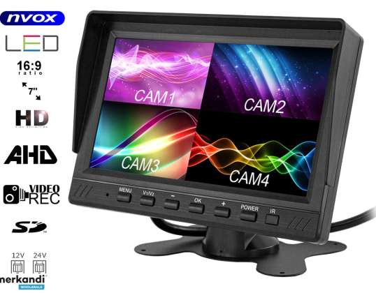 Car LCD Monitor 7 inch AHD 4pin with Recorder Function 12V 24V