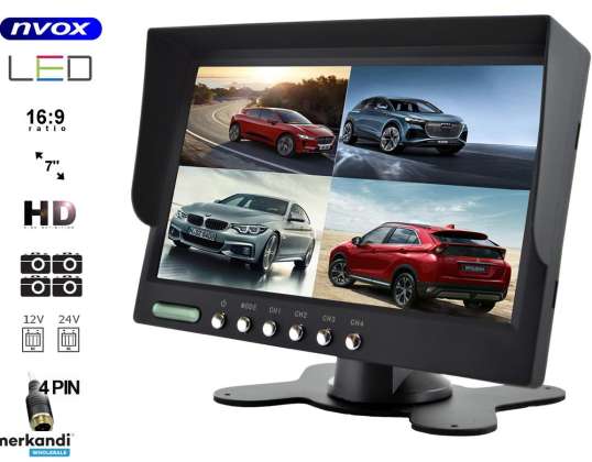 Moniteur automobile LCD 7 pouces HD pour la marche arrière et la surveillance avec prise en charge jusqu'à 4 caméras