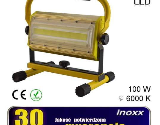 Pārnēsājamais LED prožektors 100W 6000K akumulators/230V