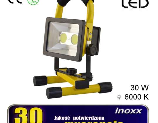 Projecteur LED portable 30W 6000K batterie/230V