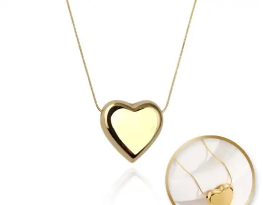Náhrdelník HEART, nerezová ocel pozlacená 14karátovým zlatem, šňůrka NST2177