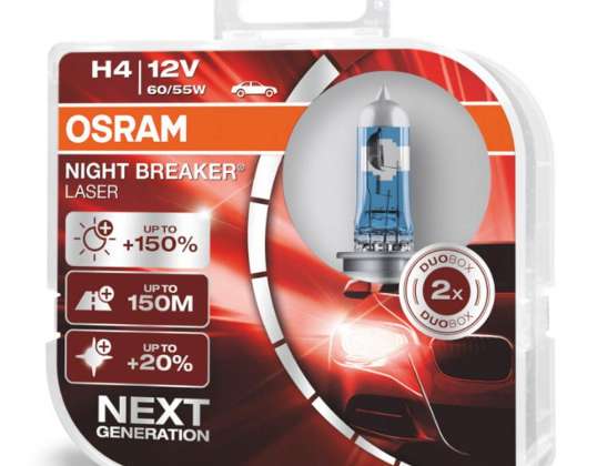 Ampoules halogènes OSRAM H4 12V 60/55W P43T Night Breaker Laser 150 /2 pcs./