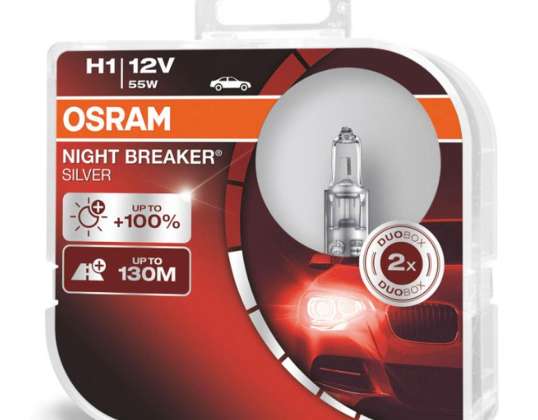 Halogeenlampen OSRAM H1 12V 55W P14 5S Night Breaker Silver 100 /2 stuks./