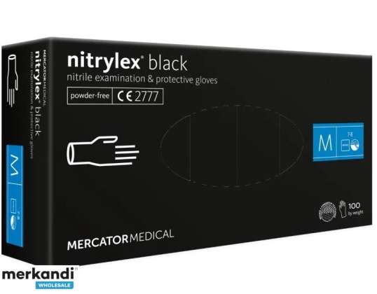 Siyah nitril eldivenler Mercator Nitrylex Basic M boyut 100 adet