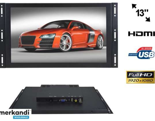 Monitor med öppen ram IPS LED 13 tum Full HD VGA HDMI USB AV 12V 230V