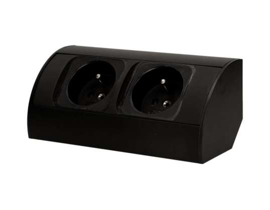 Enchufe de mueble sin interruptor. 2x2P Z. negro