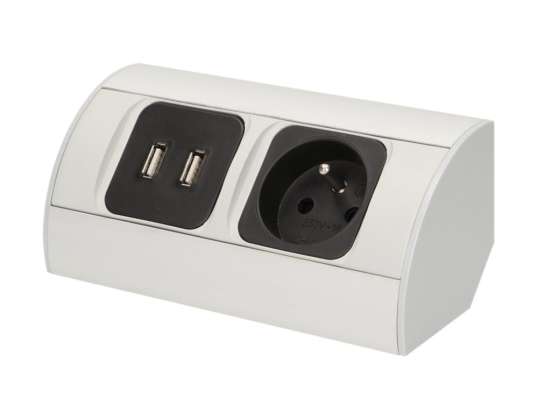 Toma de muebles 1x2P Z. 2xUSB