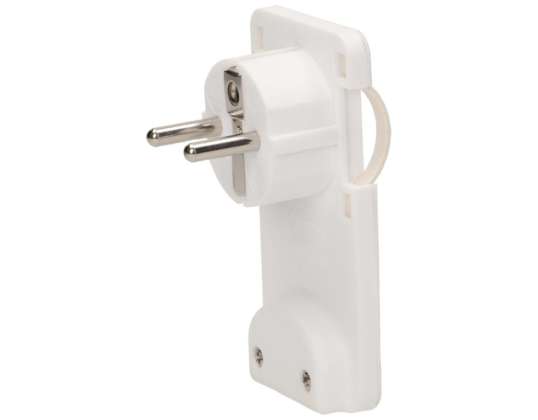 Enchufe plano. Uni Schuko con asa. blanco