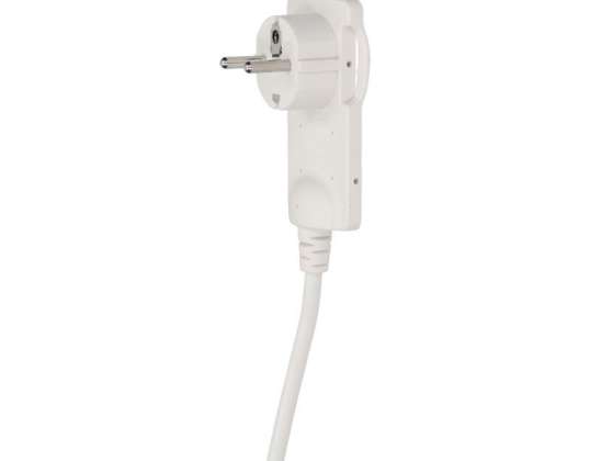 Flat plugg. Uni Schuko med holder. ikke demonterbar. kabel 1.5m. hvit