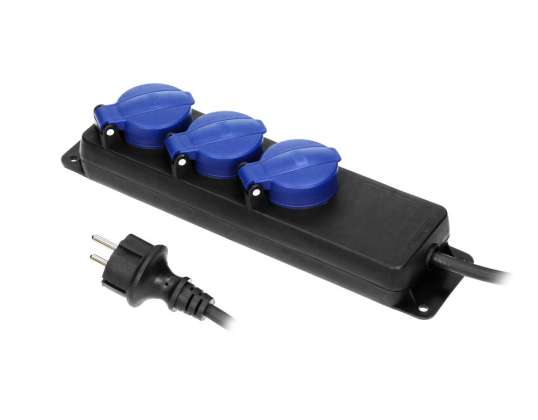 Atölye uzatma kablosu su geçirmez IP44 3 priz 2P Z schuko IP44 kauçuk kablo H05RR F 3x1 5mm uzunluk 5m