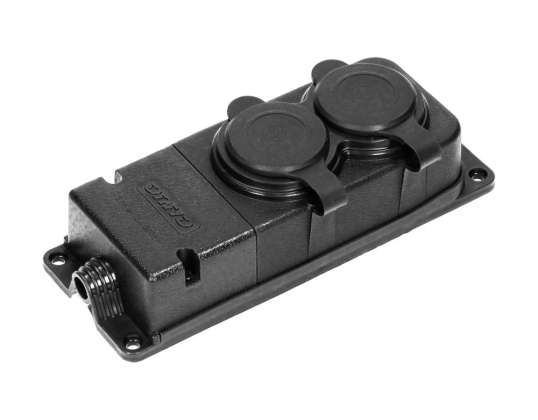 Брызгозащитный и ударопрочный распределитель. IP44. 2 гнезда 2P Z. 16A. 230V AC. резиновый. негорючий