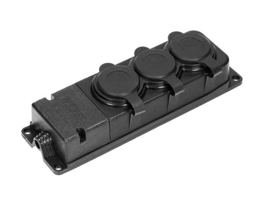 Устойчивый к брызгам и ударам разветвитель. IP44. 3 розетки 2P Z. 16A. 230V AC. резиновый. огнеупорный