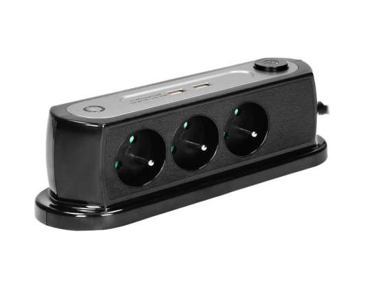 Desktop Power Strip with Switch 3x2P Z 2xUSB 2.4A
