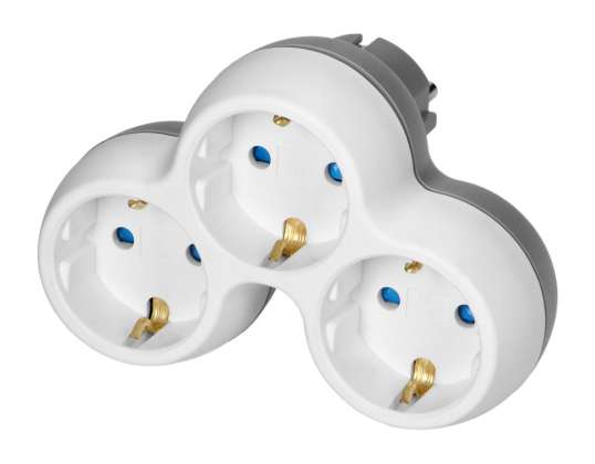 Izvads 3x2P Z Schuko, balts-peleks