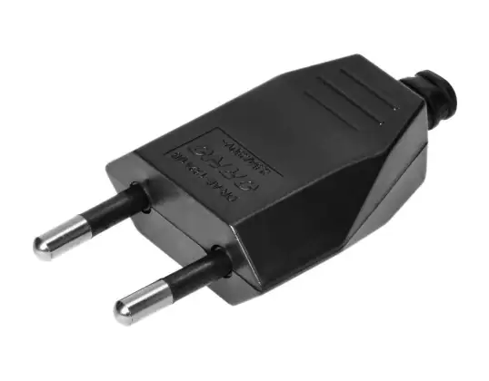 Flachstecker ohne Erdung. 2,5A. 250V. schwarzes Polykarbonat. 50 Stück