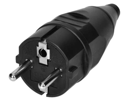 Plug de oficina 2P Z Uni Schuko, preto, 24 unid.