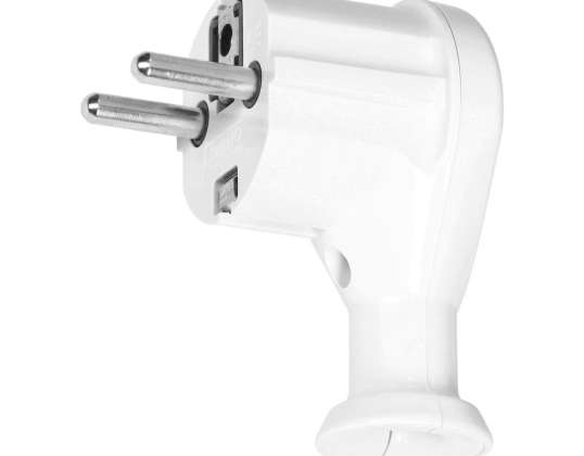 Plug angular 2P Z. Uni Schuko, branco