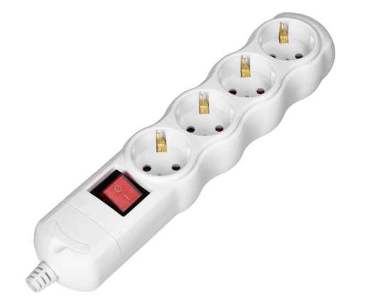 Power Strip with Switch 4x2P Z Schuko, white