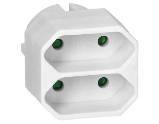 Verteiler 2x2P Euro. weiß. 20 Stück.