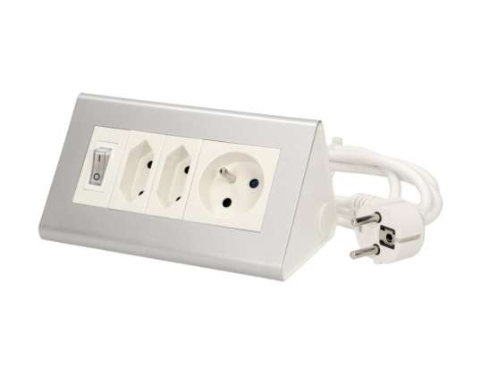 Rallonge de bureau avec interrupteur 2x2P/II 1x2P Z. Câble 1,5 m 3x1mm