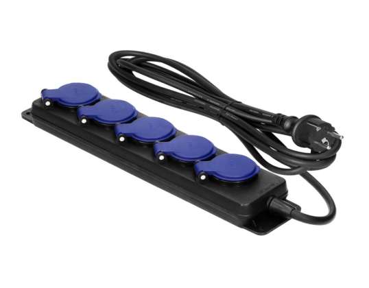 Cable de extensión de taller a prueba de salpicaduras IP44 5 salidas 2P ¿Con cable de goma IP44 H05RR F 3x1 5 mm?  Longitud 3m