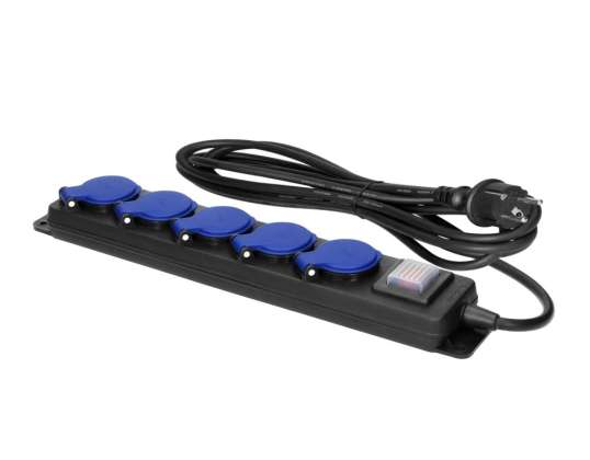 Cable de extensión de taller a prueba de salpicaduras con interruptor 5 salidas 2P Con cable de goma IP44 H05RR F 3x1 5mm?  Longitud 3m