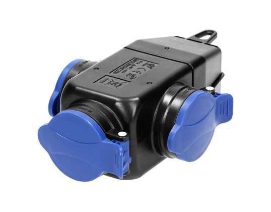 Влагозащищенный и ударопрочный разветвитель. IP44. 3 разъема 2P Z. 16A. 230V AC